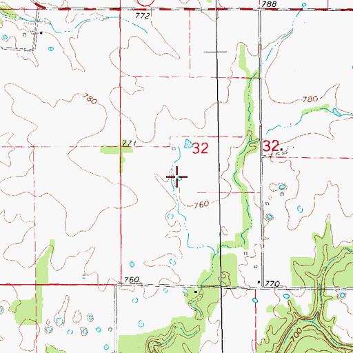 Topographic Map of Lewis Lake, MO