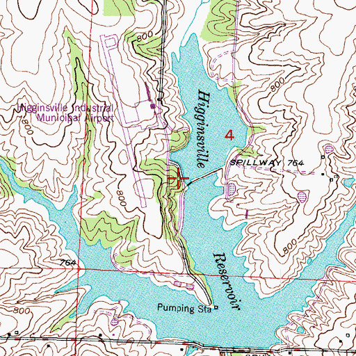Topographic Map of Higginsville North Reservoir Dam, MO