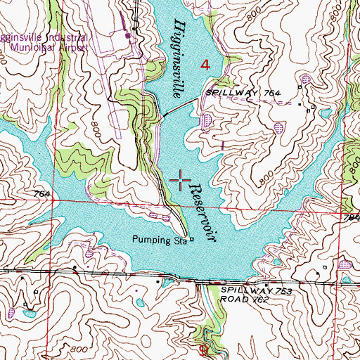 Topographic Map of Higginsville Reservoir, MO