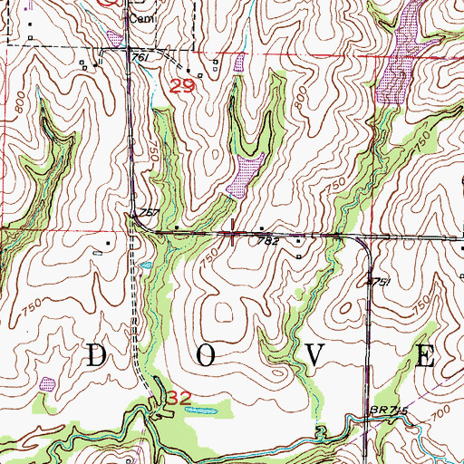 Topographic Map of Amer Lake Dam, MO