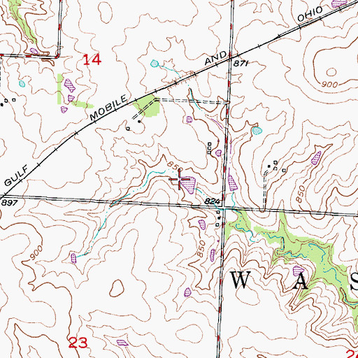 Topographic Map of Irrigation Lake Dam, MO