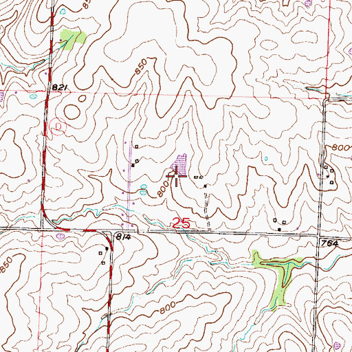 Topographic Map of Ford Lake Dam, MO