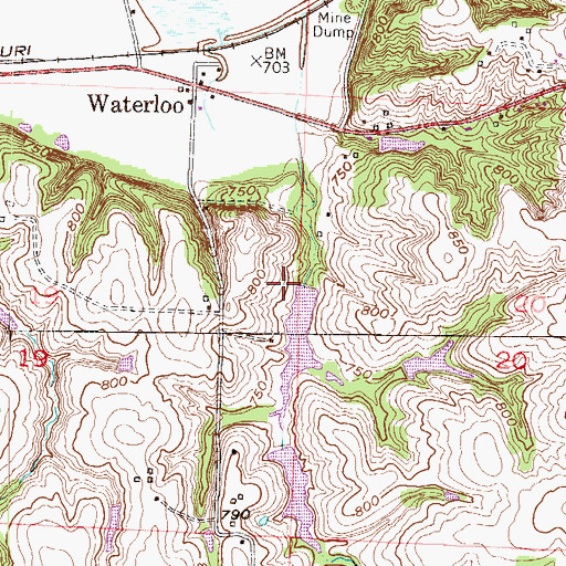Topographic Map of Bates City Quad Number 2 Dam, MO