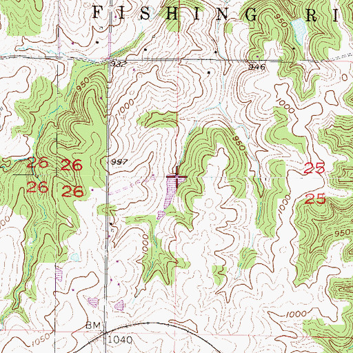 Topographic Map of Bisbee Lake Dam, MO