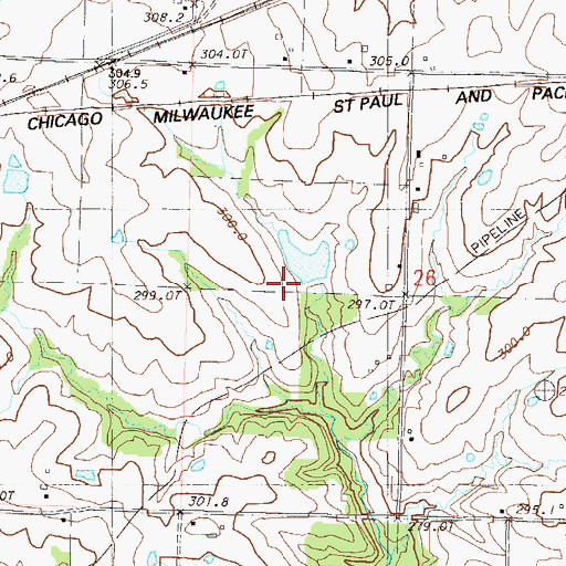 Topographic Map of Hicks Lake Dam, MO