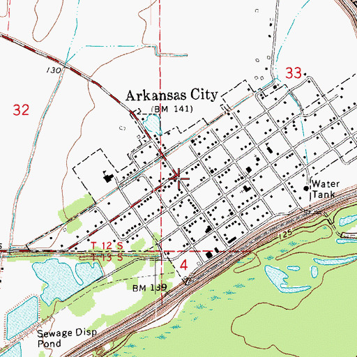 Topographic Map of Arkansas City, AR