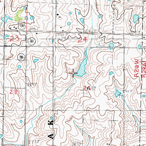 Topographic Map of Nelson Lake Dam, MO