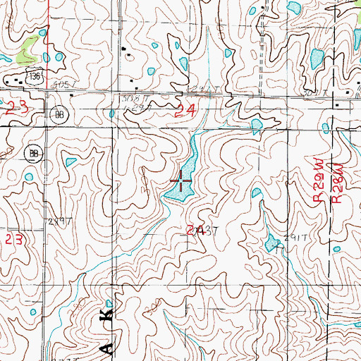Topographic Map of Nelson Lake, MO