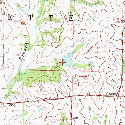 Topographic Map of Skipton Lake Dam, MO