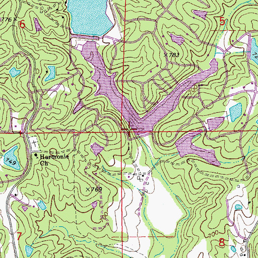 Topographic Map of Lake Innsbrook Dam, MO