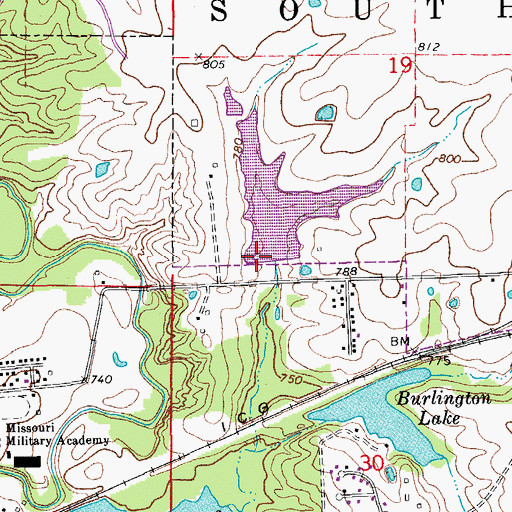 Topographic Map of Lierheimer Lake Dam, MO