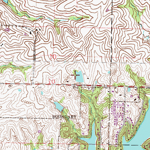 Topographic Map of Francis Bell Lake Dam, MO