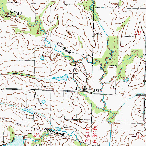 Topographic Map of Jestes Lake Dam, MO