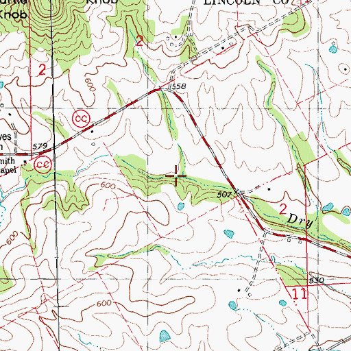 Topographic Map of Clarence Cannon Memorial Watershed Number 9 Reservoir, MO