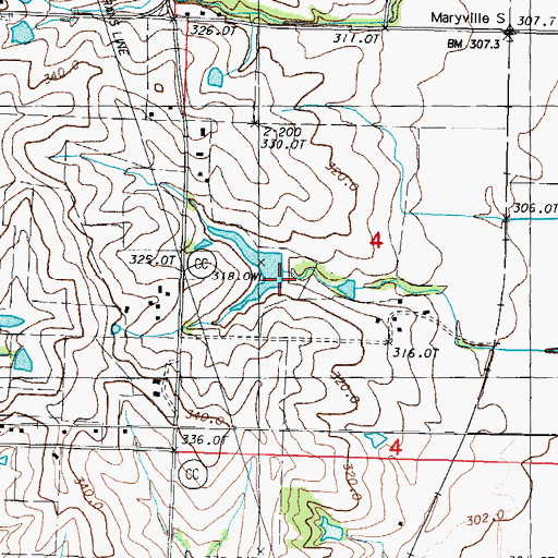 Topographic Map of Parman Lake Dam, MO