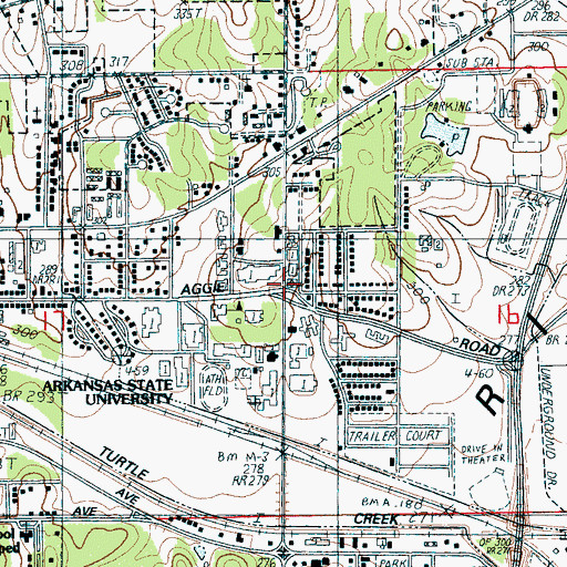 Topographic Map of Arkansas State University, AR