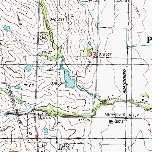 Topographic Map of 102 River Tributaries Watershed Structure LT-36 Dam, MO