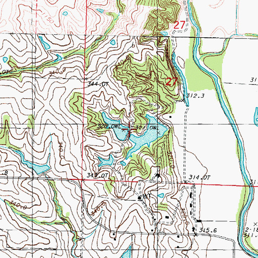 Topographic Map of Robbins Lake Dam, MO