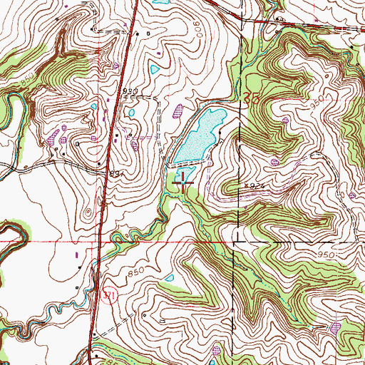 Topographic Map of Folck Lake, MO