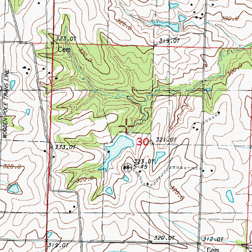 Topographic Map of Hannah Lake Dam, MO