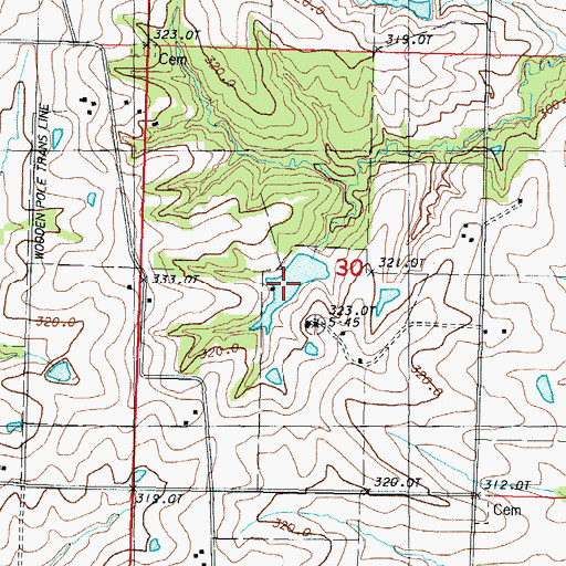 Topographic Map of Hannah Lake, MO