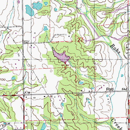 Topographic Map of Suter Lake Dam, MO