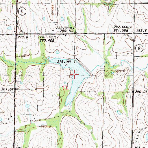 Topographic Map of Gene Carte Farm Lake, MO