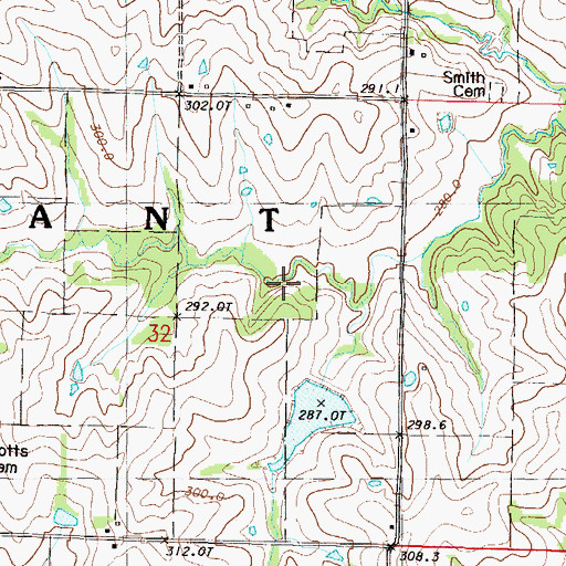 Topographic Map of Grindstone-Lost-Muddy Creek Watershed Dam D-31, MO