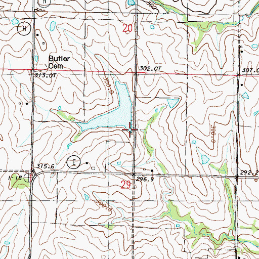 Topographic Map of Grindstone-Lost-Muddy Creek Watershed Dam D-42, MO