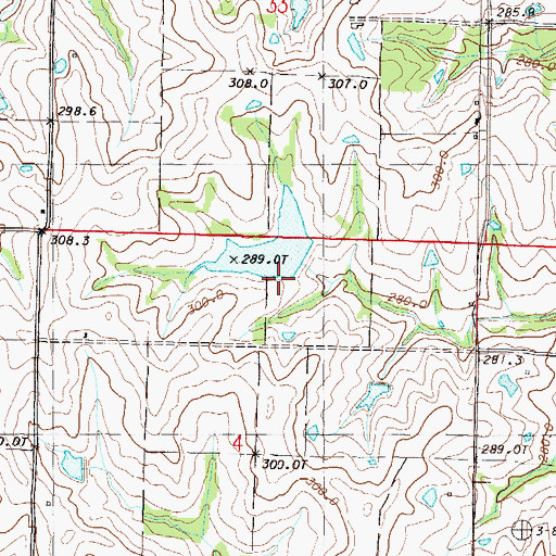 Topographic Map of Grindstone-Lost-Muddy Creek Watershed Dam D-34, MO