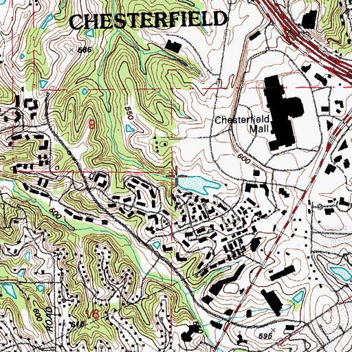 Topographic Map of Lake Post Commons Dam, MO