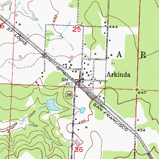 Topographic Map of Arkinda, AR