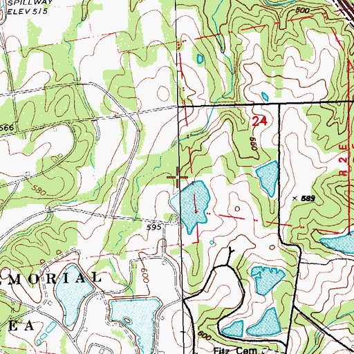 Topographic Map of Busch Wildlife Area-Survey 297 Dam, MO