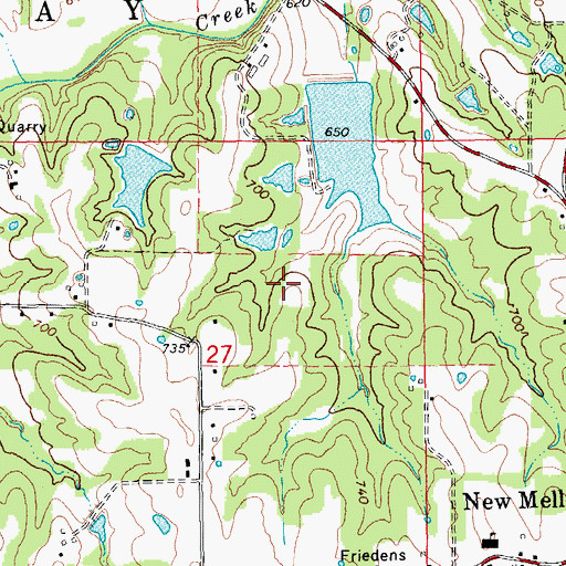 Topographic Map of Wolk Lake Dam, MO