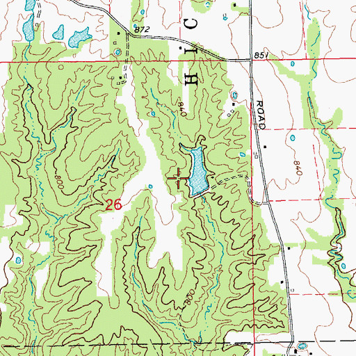 Topographic Map of Kutryb Lake Dam, MO