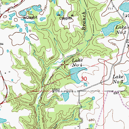 Topographic Map of William Logan State Wildlife Area Lake Number 4 Dam, MO