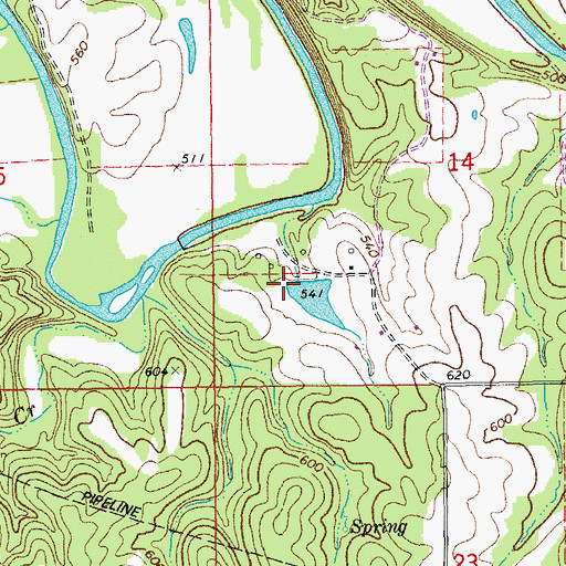 Topographic Map of Henebry Lake Dam, MO