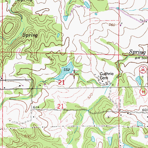 Topographic Map of Burkemper Lake Dam, MO