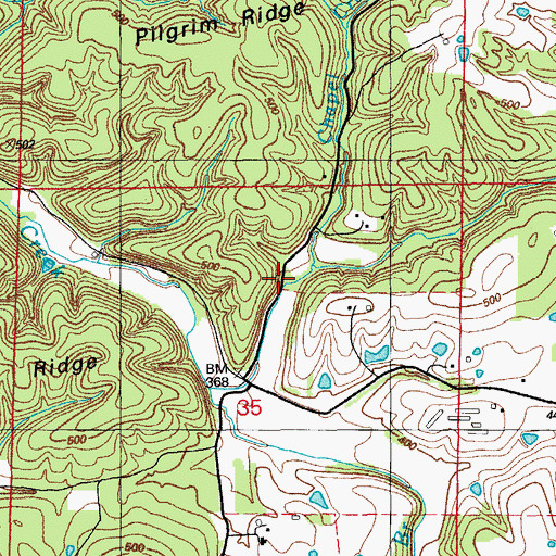 Topographic Map of Arnold Branch, AR