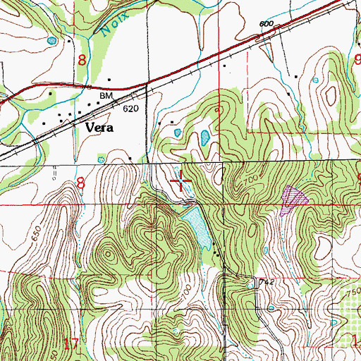 Topographic Map of Vera Lake, MO