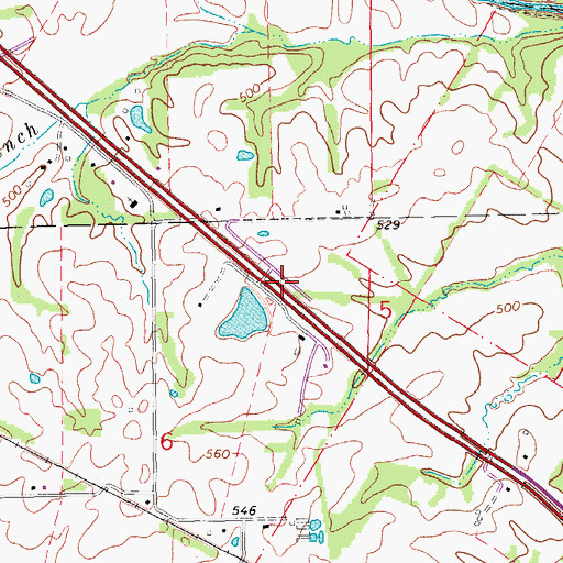 Topographic Map of Gooch Lake Dam, MO