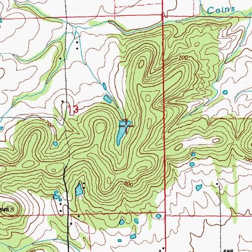 Topographic Map of Pfautch Lake Dam, MO