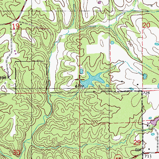 Topographic Map of Shady Eighty Ranch Lake Dam, MO