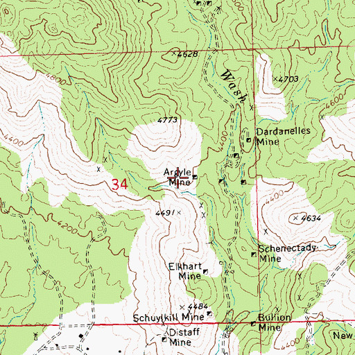 Topographic Map of Argyle Mine, AZ