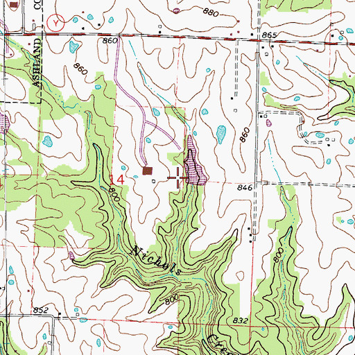 Topographic Map of Peterson Lake Dam, MO