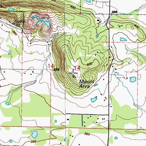 Topographic Map of Mount Arva, AR
