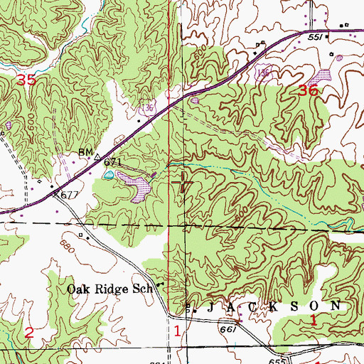Topographic Map of Ludwick Lake Dam, MO