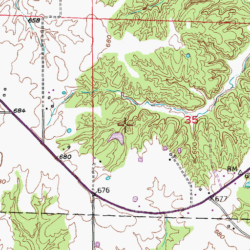 Topographic Map of Hickory Hills Lake Dam, MO