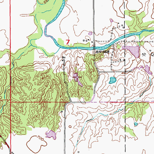 Topographic Map of Gutting Lake Dam, MO