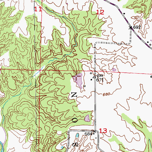Topographic Map of Winter-Wood Lake Dam, MO